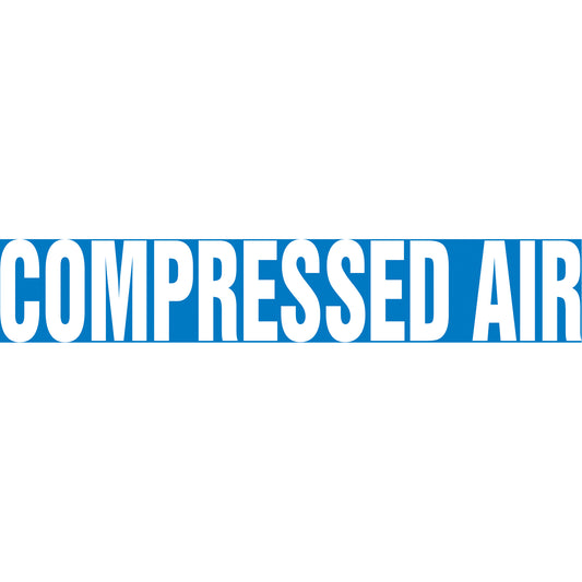 Accuform Signs "Compressed Air" Pipe Marker, Self-Adhesive, 1-1/2" H x 8" W, White on Blue