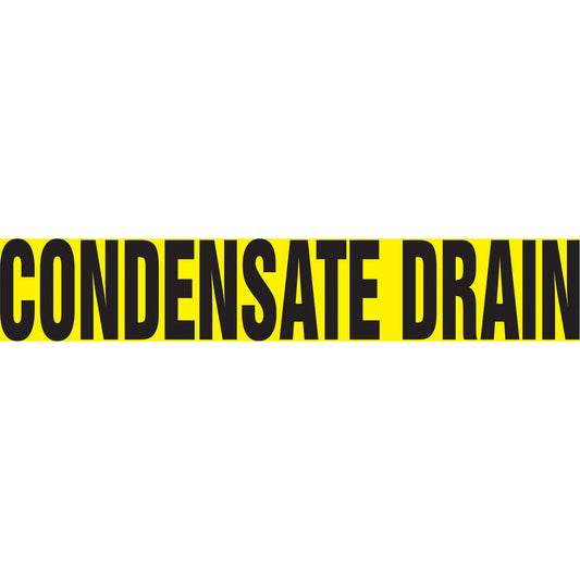 Accuform Signs "Condensate Drain" Pipe Marker, Self-Adhesive, 2-1/2" H x 12" W, Black on Yellow