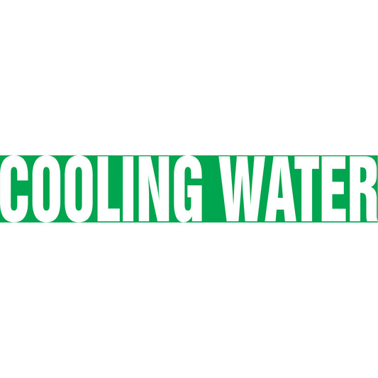 Accuform Signs "Cooling Water" Pipe Markers, Self-Adhesive, 4" H x 24" W, White on Green