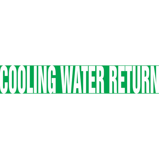 Accuform Signs "Cooling Water Return" Pipe Markers, Self-Adhesive, 4" H x 24" W, White on Green