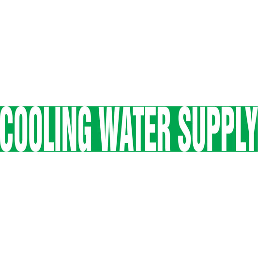 Accuform Signs "Cooling Water Supply" Pipe Marker, Self-Adhesive, 2-1/2" H x 12" W, White on Green