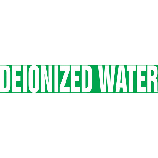 Accuform Signs "Deionized Water" Pipe Markers, Self-Adhesive, 4" H x 24" W, White on Green