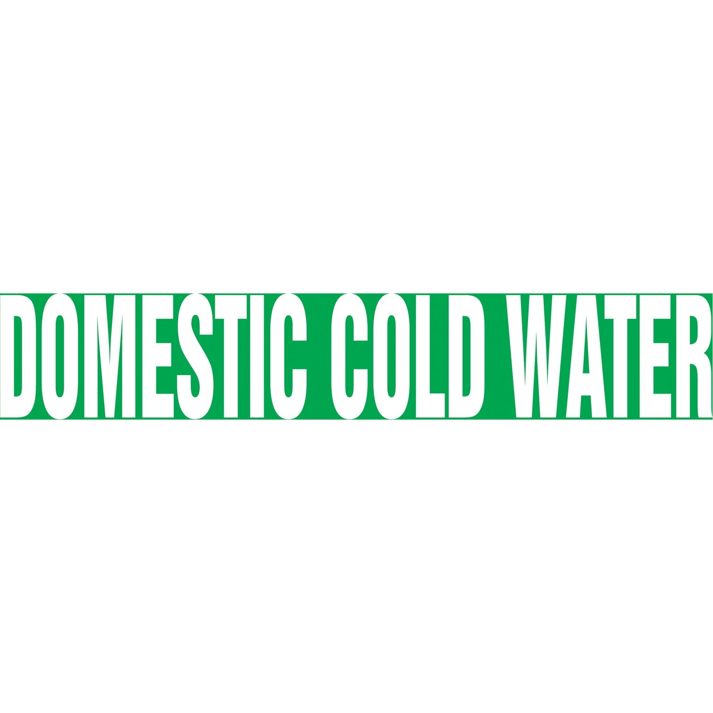 Accuform Signs "Domestic Cold Water" Pipe Markers, Self-Adhesive, 2-1/2" H x 12" W, White on Green