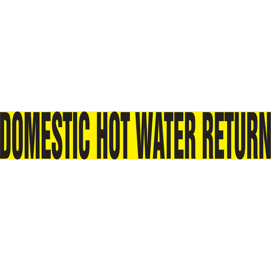 Accuform Signs "Domestic Hot Water Return" Pipe Markers, Self-Adhesive, 4" H x 24" W, Black on Yellow