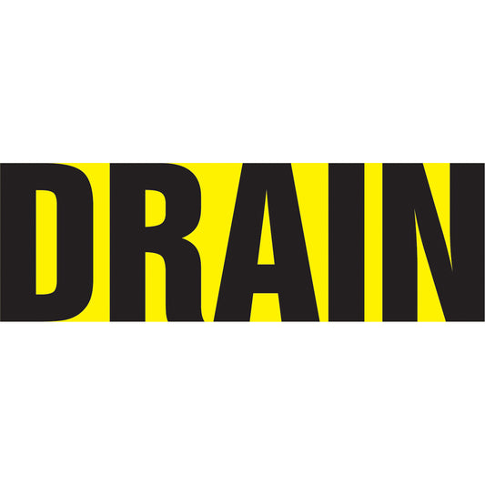 Accuform Signs "Drain" Pipe Marker, Self-Adhesive, 1" H x 8" W, Black on Yellow