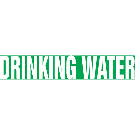 Accuform Signs "Drinking Water" Pipe Markers, Self-Adhesive, 2-1/2" H x 12" W, White on Green