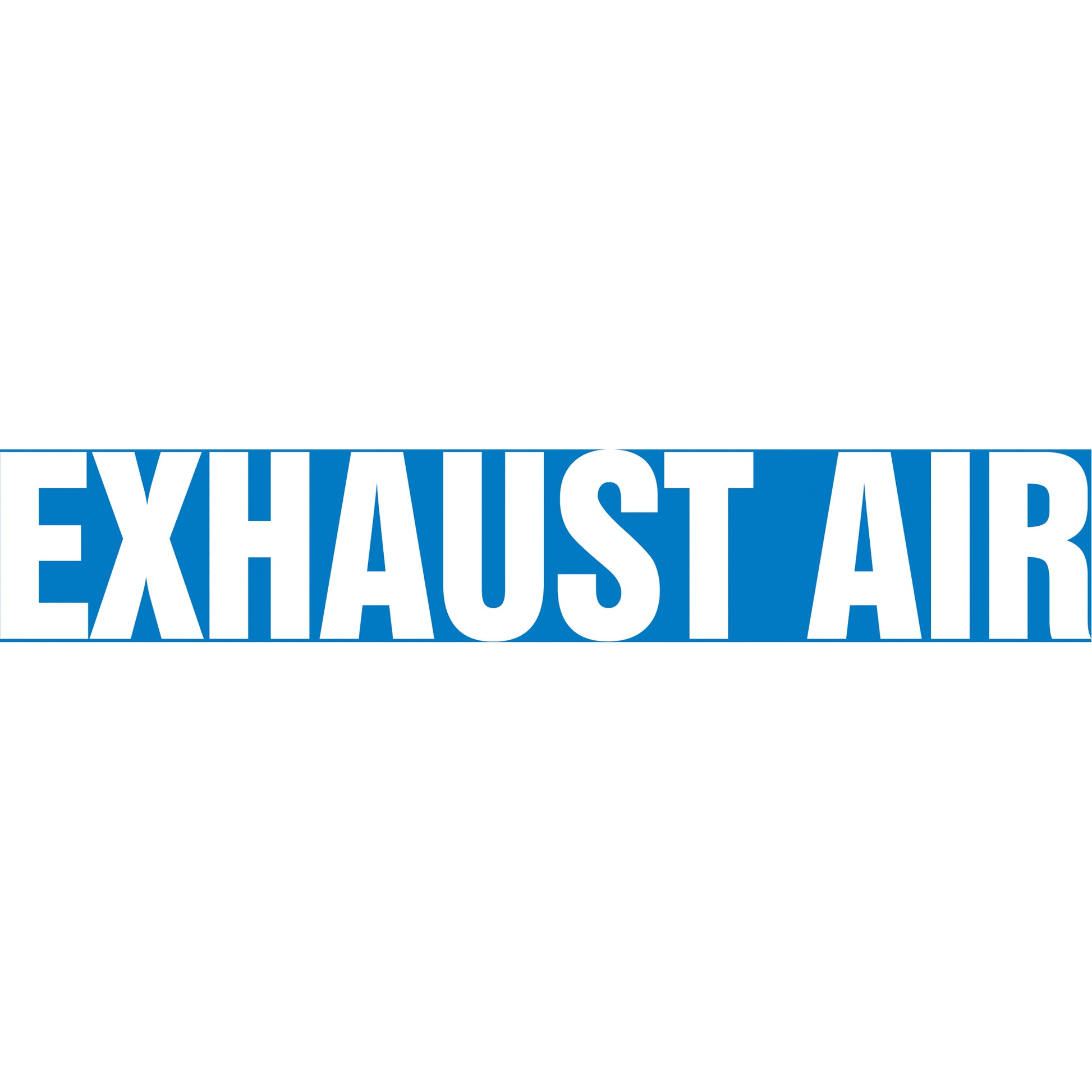 Accuform Signs "Exhaust Air" Pipe Marker, Self-Adhesive, 1-1/2" H x 8" W, White on Blue