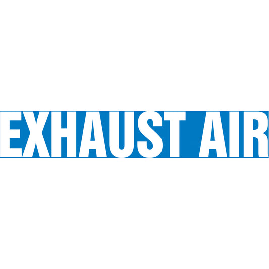 Accuform Signs "Exhaust Air" Pipe Marker, Self-Adhesive, 1-1/2" H x 8" W, White on Blue