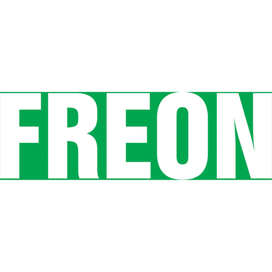 Accuform Signs "Freon" Pipe Markers, Self-Adhesive, 4" H x 24" W, White on Green