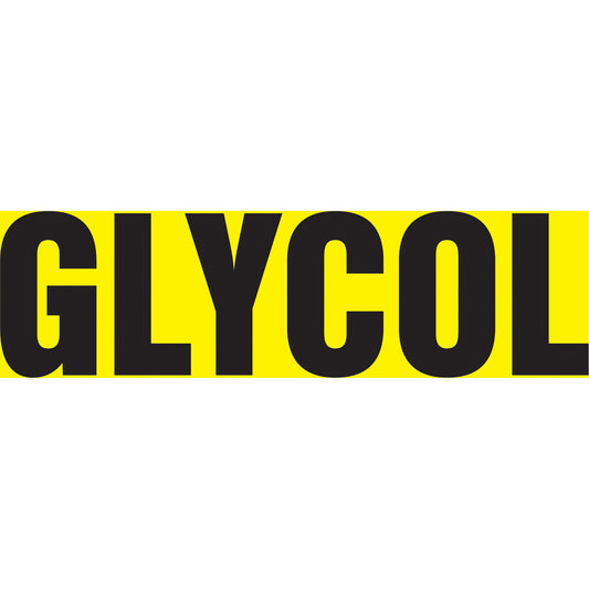 Accuform Signs "Glycol" Pipe Markers, Self-Adhesive, 2-1/2" H x 12" W, Black on Yellow