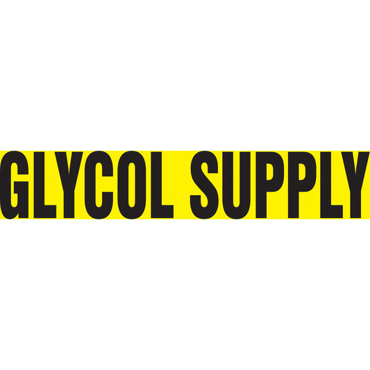 Accuform Signs "Glycol Supply" Pipe Marker, Self-Adhesive, 1-1/2" H x 8" W, Black on Yellow