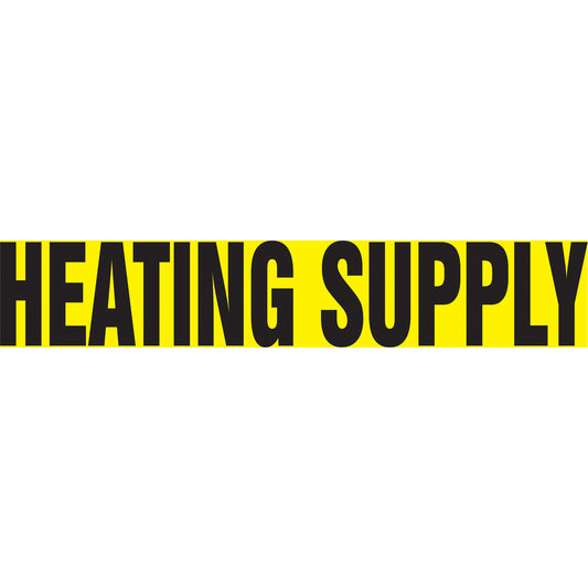 Accuform Signs "Heating Supply" Pipe Marker, Self-Adhesive, 1-1/2" H x 8" W, Black on Yellow