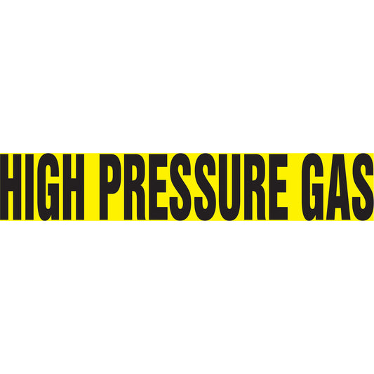Accuform Signs "High Pressure Gas" Pipe Markers, Self-Adhesive, 2-1/2" H x 12" W, Black on Yellow