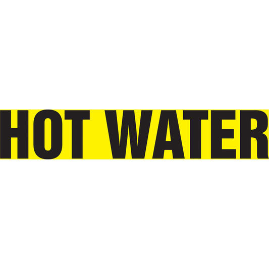 Accuform Signs "Hot Water" Pipe Markers, Self-Adhesive, 2-1/2" H x 12" W, Black on Yellow