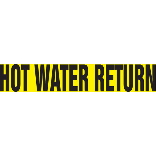 Accuform Signs "Hot Water Return" Pipe Markers, Self-Adhesive, 2-1/2" H x 12" W, Black on Yellow