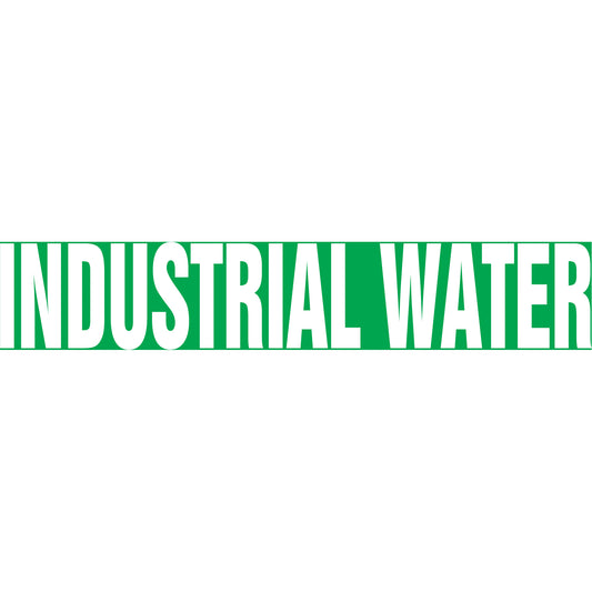 Accuform Signs "Industrial Water" Pipe Marker, Self-Adhesive, 4" H x 24" W, White on Green