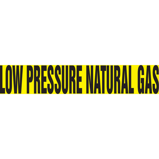 Accuform Signs "Low Pressure Natural Gas" Pipe Marker, Self-Adhesive, 1-1/2" H x 8" W, Black on Yellow