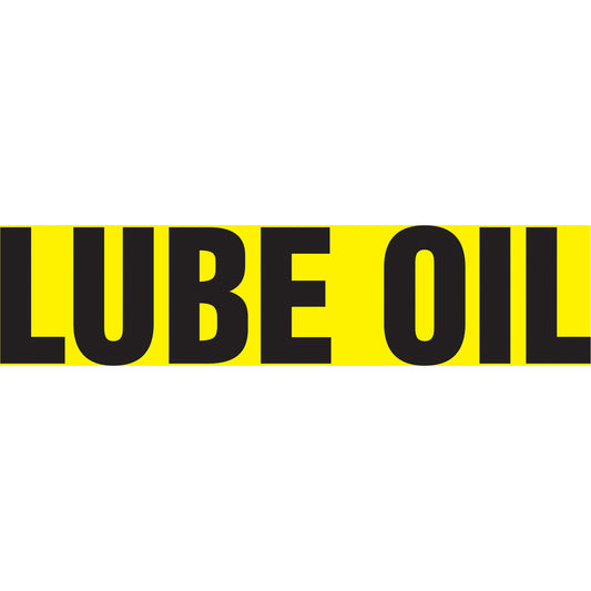 Accuform Signs "Lube Oil" Pipe Marker, Self-Adhesive, 1-1/2" H x 8" W, Black on Yellow