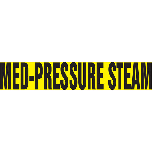 Accuform Signs "Med-Pressure Steam" Pipe Marker, Self-Adhesive, 4" H x 24" W, Black on Yellow