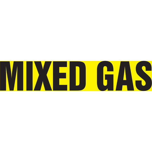 Accuform Signs "Mixed Gas" Pipe Marker, Self-Adhesive, 2-1/2" H x 12" W, Black on Yellow