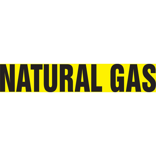 Accuform Signs "Natural Gas" Pipe Marker, Self-Adhesive, 1-1/2" H x 8" W, Black on Yellow