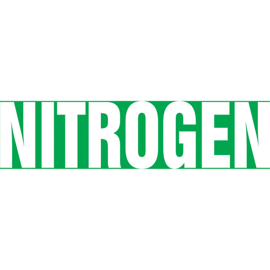 Accuform Signs "Nitrogen" Pipe Marker, Self-Adhesive, 1-1/2" H x 8" W, White on Green