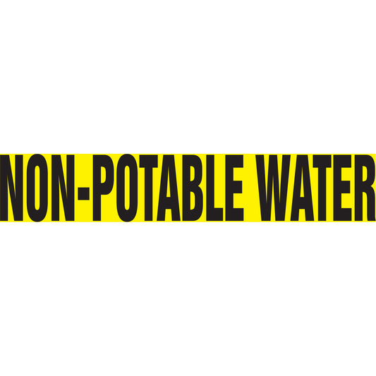 Accuform Signs "Non-Potable" Pipe Marker, Self-Adhesive, 1-1/2" H x 8" W, Black on Yellow