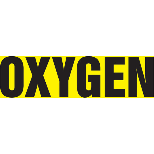 Accuform Signs "Oxygen" Pipe Marker, Self-Adhesive, 1" H x 8" W, Black on Yellow