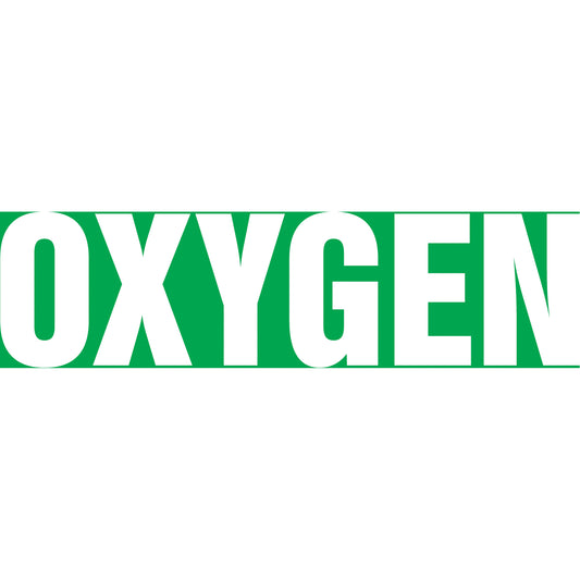 Accuform Signs "Oxygen" Pipe Marker, Self-Adhesive, 1" H x 8" W, White on Green