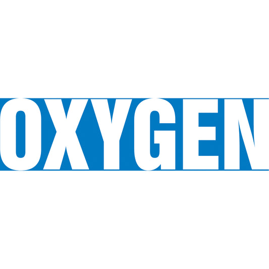 Accuform Signs "Oxygen" Pipe Markers, Self-Adhesive, 4" H x 24" W, White on Blue