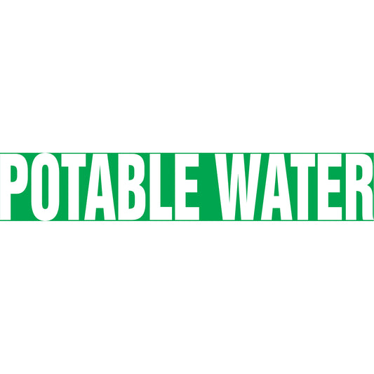 Accuform Signs "Potable Water" Pipe Markers, Self-Adhesive, 4" H x 24" W, White on Green
