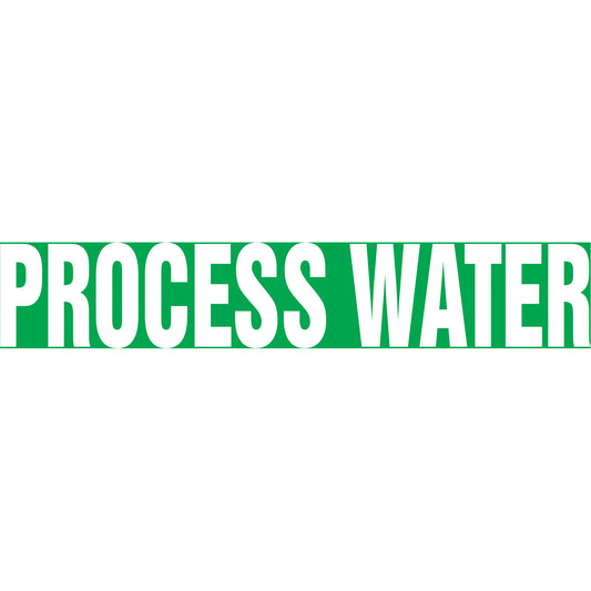 Accuform Signs "Process Water" Pipe Markers, Self-Adhesive, 4" H x 24" W, White on Green