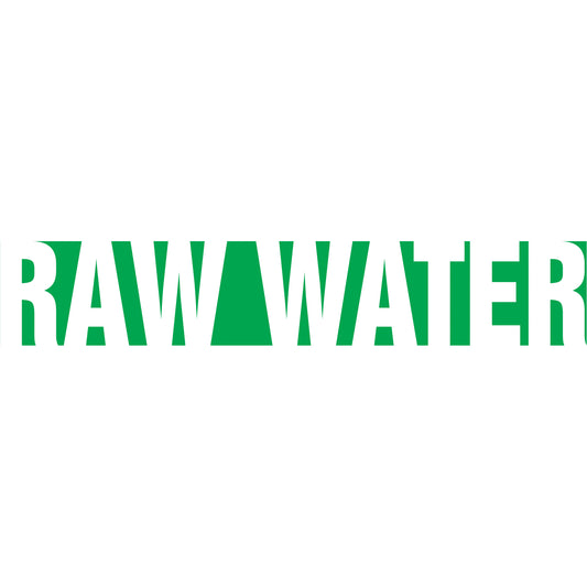 Accuform Signs "Raw Water" Pipe Marker, Self-Adhesive, 1" H x 8" W, White on Green