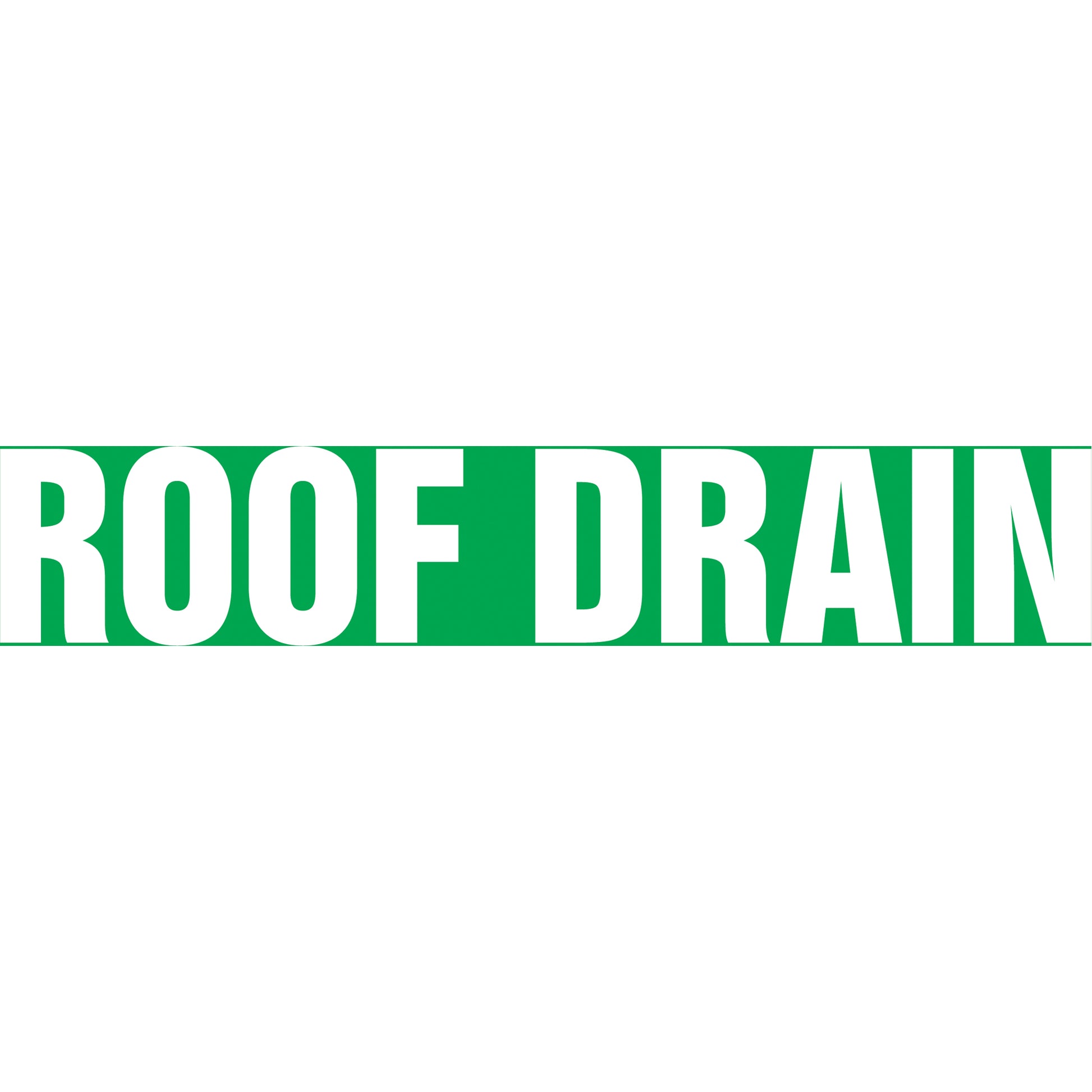 Accuform Signs "Roof Drain" Pipe Markers, Self-Adhesive, 4" H x 24" W, White on Green