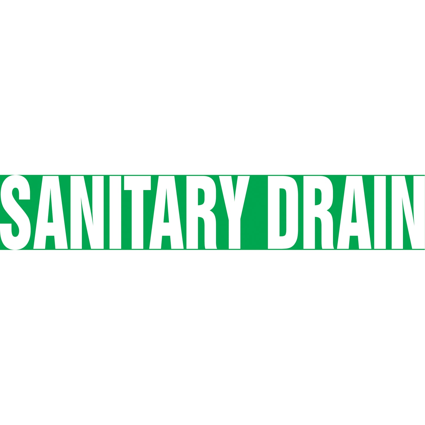 Accuform Signs "Sanitary Drain" Pipe Markers, Self-Adhesive, 2-1/2" H x 12" W, White on Green