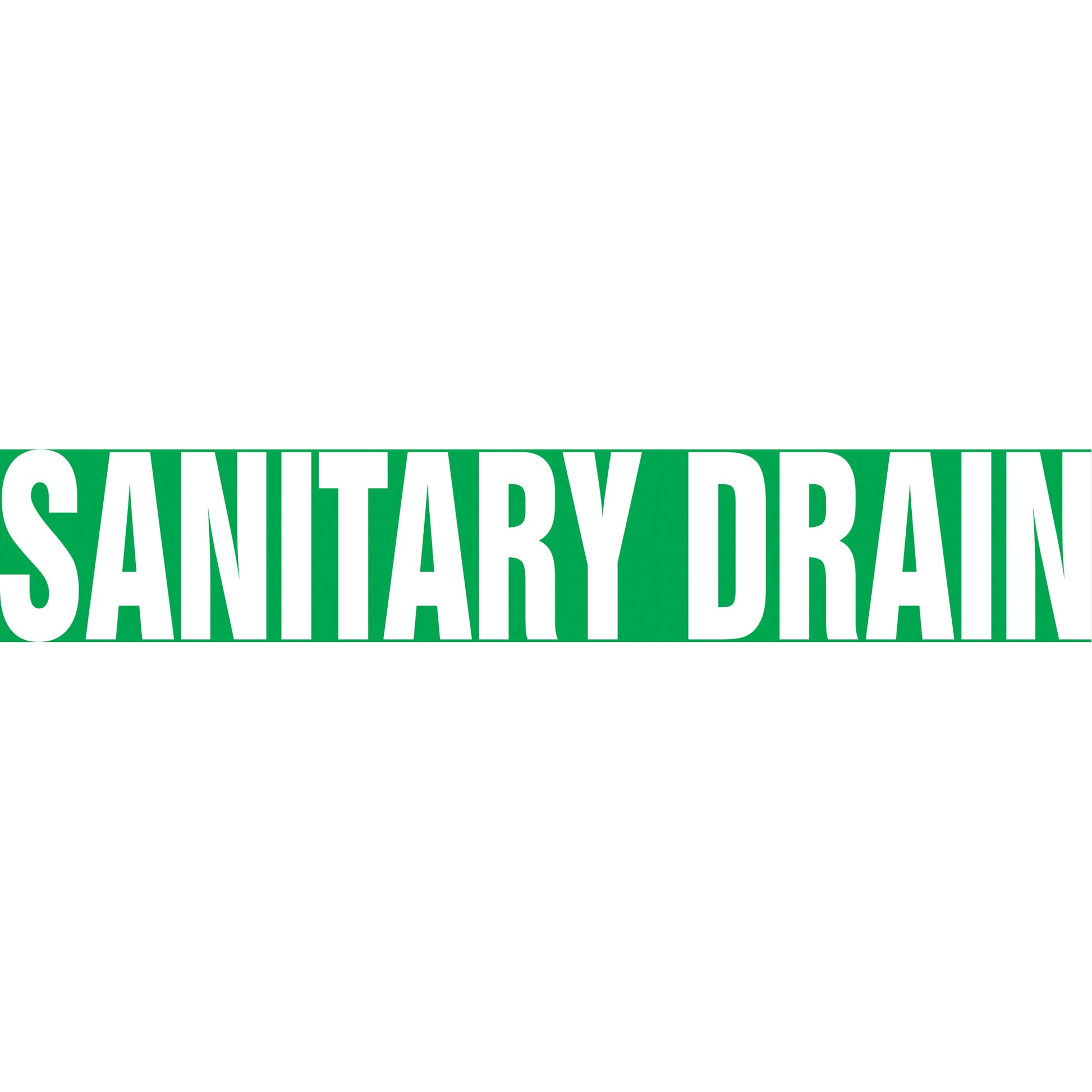 Accuform Signs "Sanitary Drain" Pipe Markers, Self-Adhesive, 2-1/2" H x 12" W, White on Green