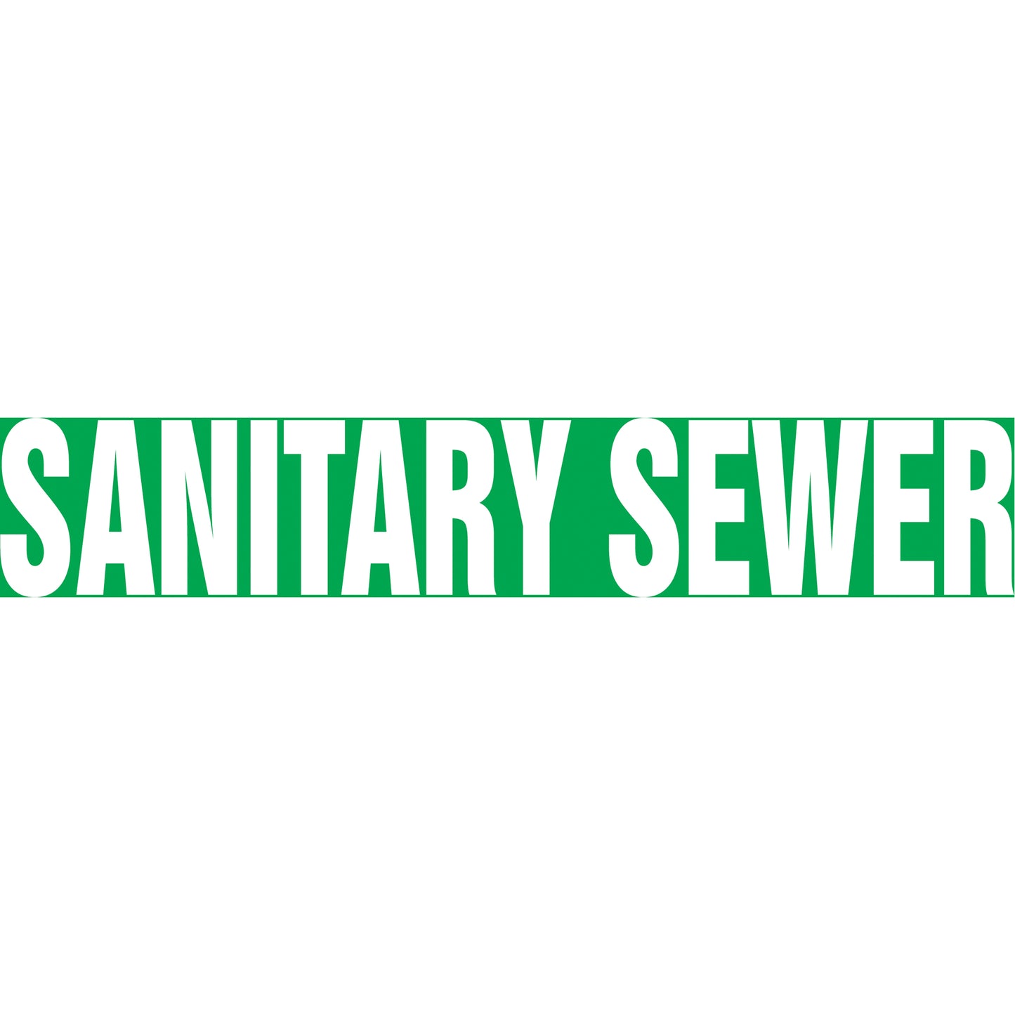 Accuform Signs "Sanitary Sewer" Pipe Marker, Self-Adhesive, 1" H x 8" W, White on Green