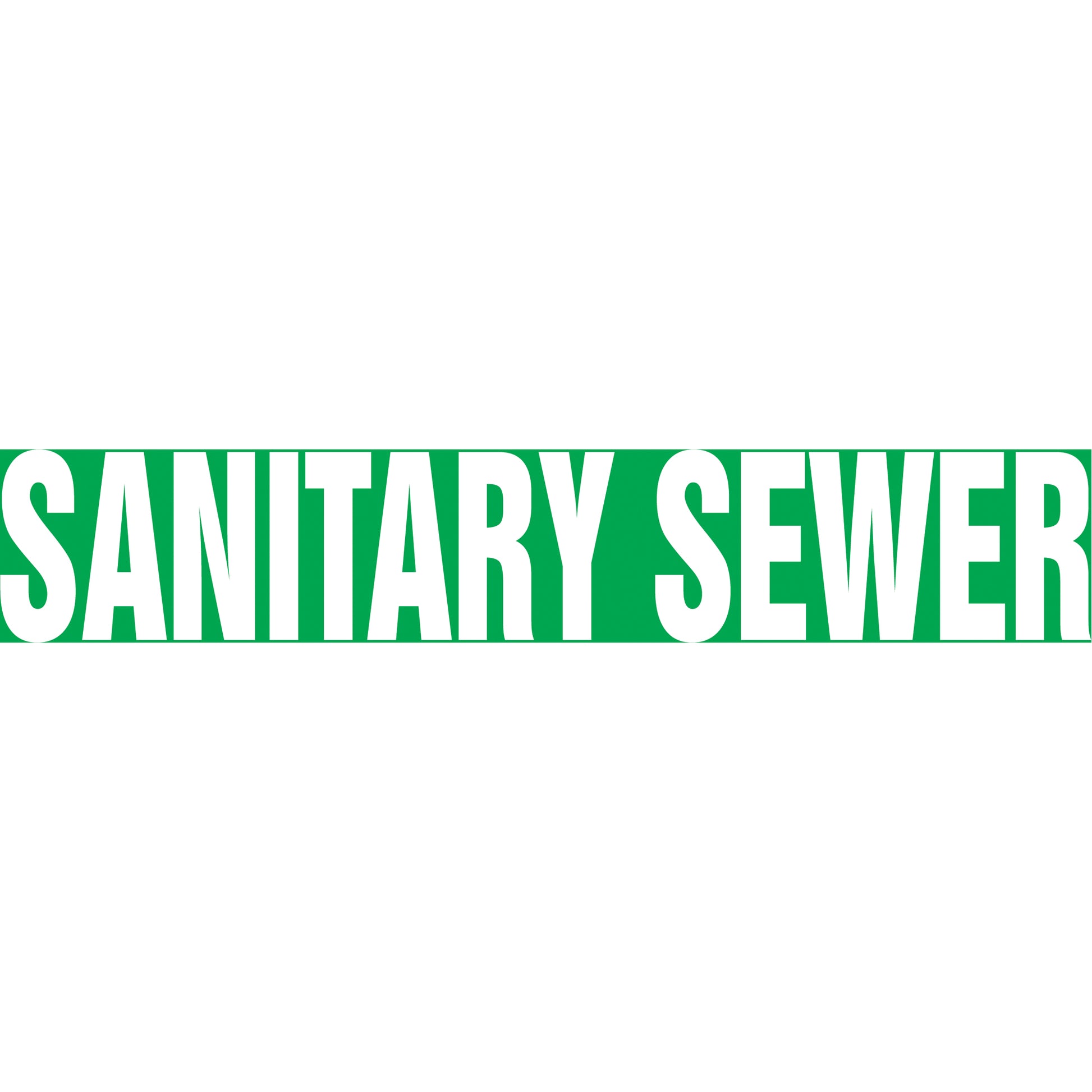 Accuform Signs "Sanitary Sewer" Pipe Marker, Self-Adhesive, 1" H x 8" W, White on Green
