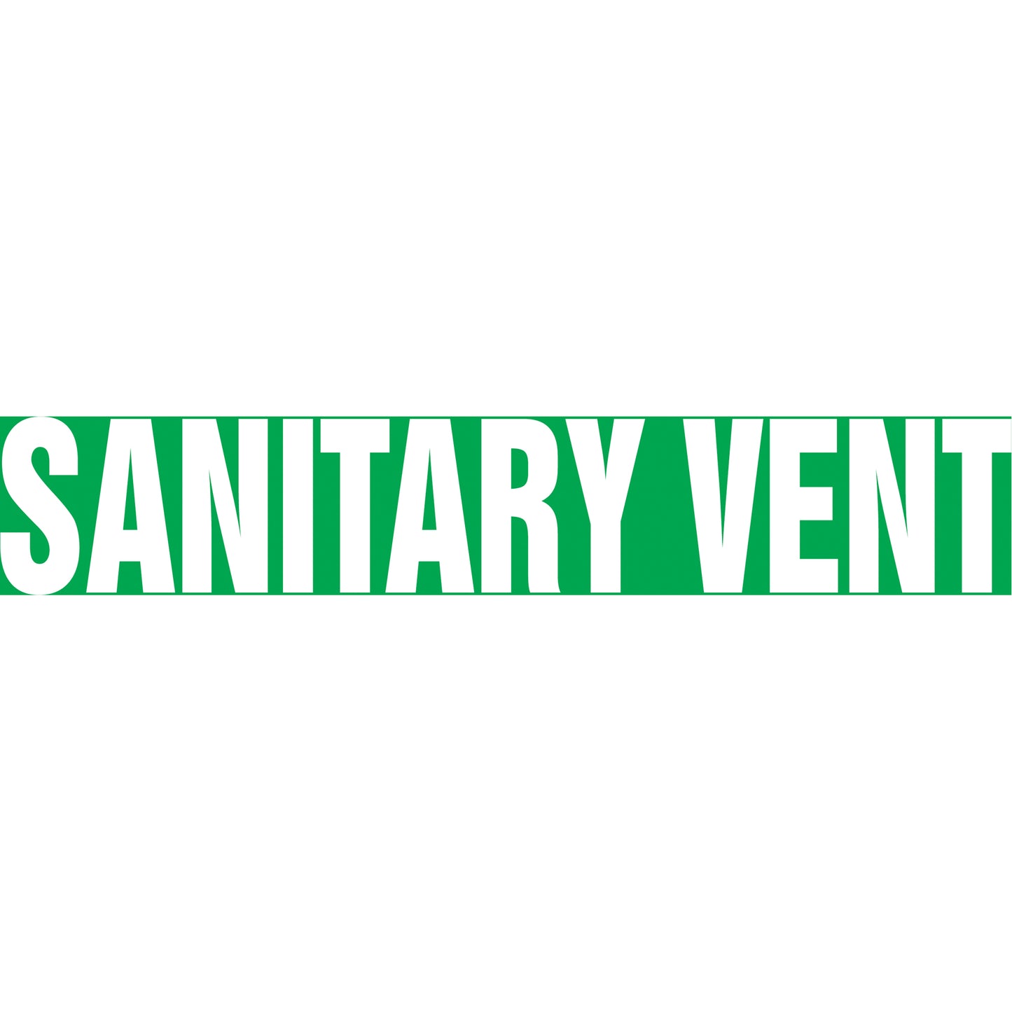 Accuform Signs "Sanitary Vent" Pipe Marker, Self-Adhesive, 4" H x 24" W, White on Green
