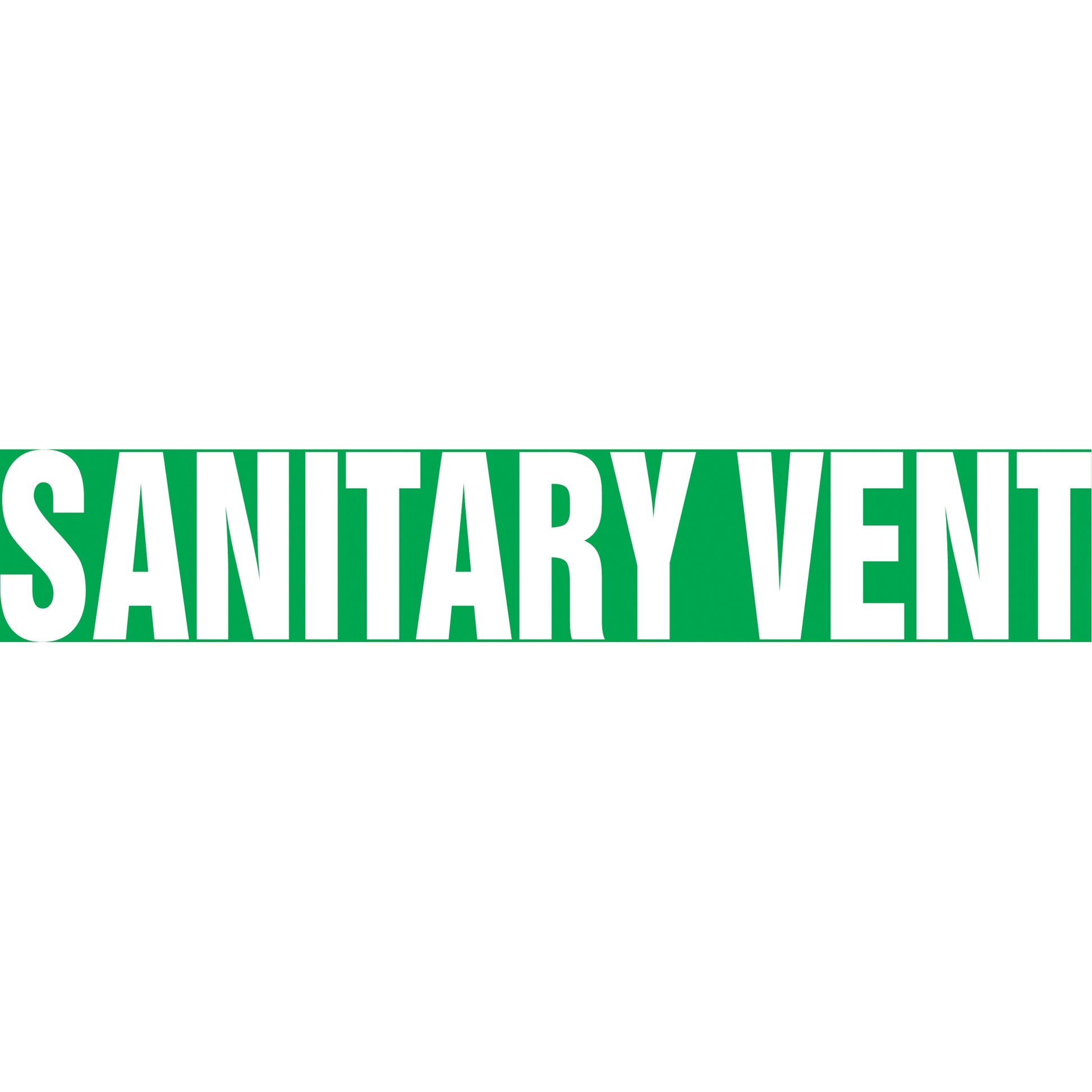 Accuform Signs "Sanitary Vent" Pipe Marker, Self-Adhesive, 4" H x 24" W, White on Green