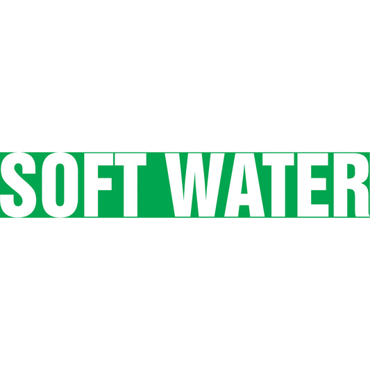 Accuform Signs "Soft Water" Pipe Markers, Self-Adhesive, 4" H x 24" W, White on Green