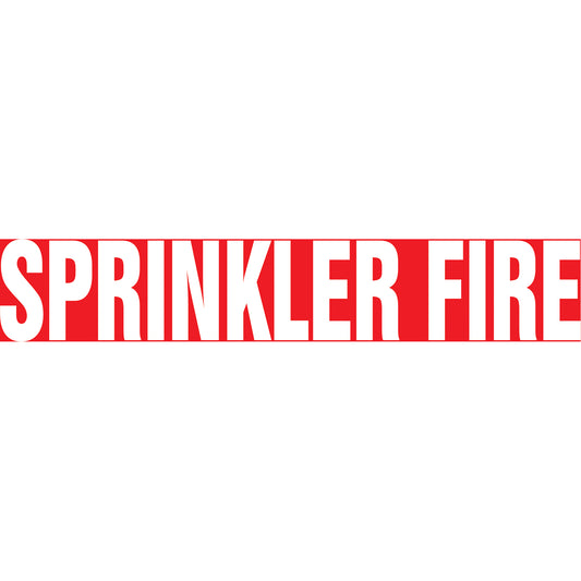 Accuform Signs "Sprinkler Fire" Pipe Markers, Self-Adhesive, 4" H x 24" W, White on Red