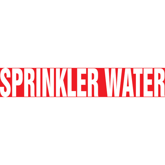 Accuform Signs "Sprinkler Water" Pipe Marker, Self-Adhesive, 1" H x 8" W, White on Red