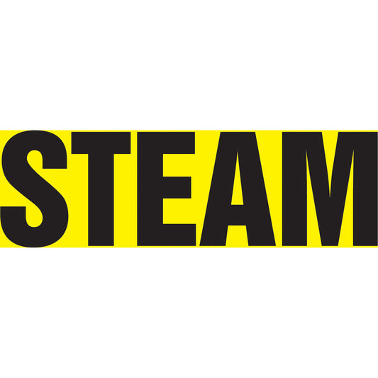 Accuform Signs "Steam" Pipe Markers, Self-Adhesive, 4" H x 24" W, Black on Yellow