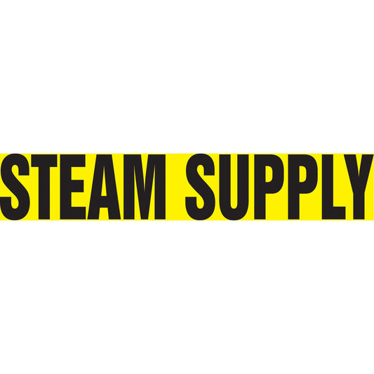 Accuform Signs "Steam Supply" Pipe Marker, Self-Adhesive, 1" H x 8" W, Black on Yellow