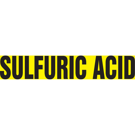Accuform Signs "Sulfuric Acid" Pipe Marker, Self-Adhesive, 1" H x 8" W, Black on Yellow