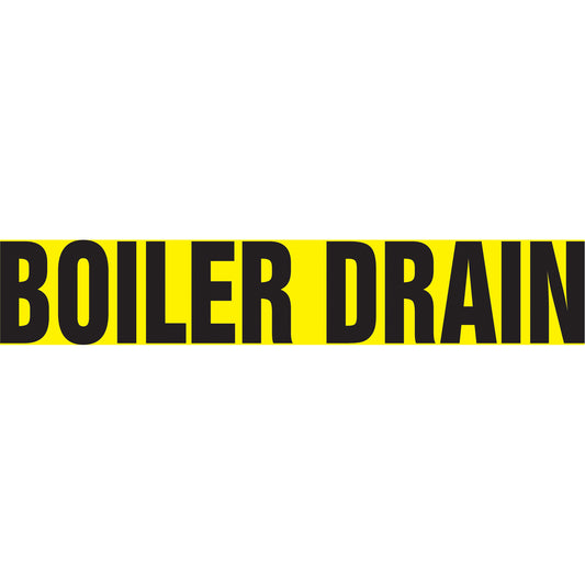 Accuform Signs Snap Tite™ "Boiler Drain" Pipe Marker, Snap-On, 14" H x 12" W, Black on Yellow