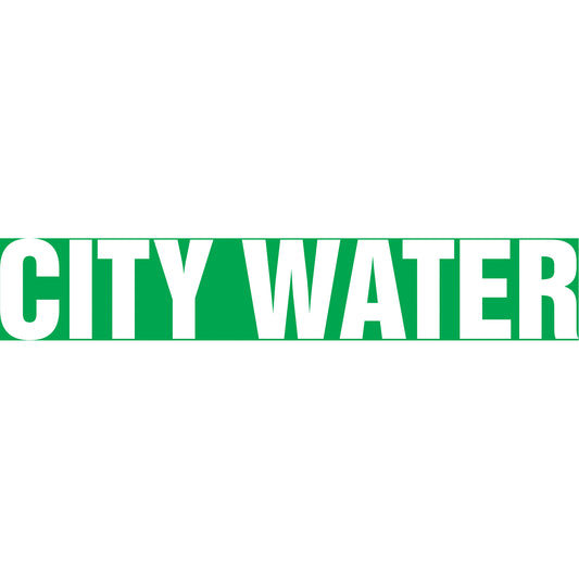 Accuform Signs Snap Tite™ "City Water" Pipe Marker, Snap-On, 14" H x 12" W, White on Green