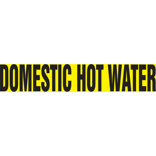 Accuform Signs Snap Tite™ "Domestic Hot Water" Pipe Marker, Snap-On, 6" H x 8" W, Black on Yellow
