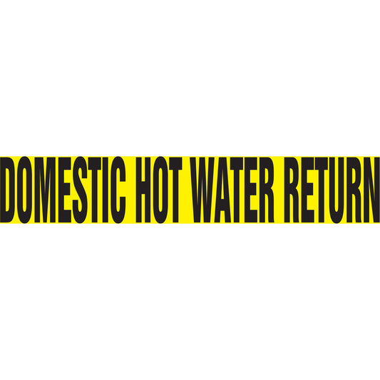 Accuform Signs Snap Tite™ "Domestic Hot Water Return" Pipe Marker, Snap-On, 6" H x 8" W, Black on Yellow